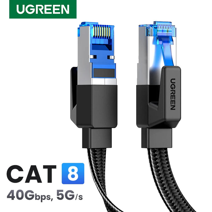 UGREEN Ethernet Cable CAT8 40Gbps Cotton Braided PVC Network Lan Cord for PC Modem Laptop PS 5/4 Router RJ45 Cable Ethernet