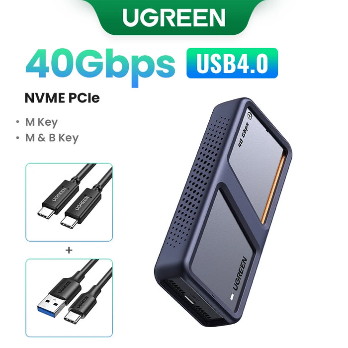 UGREEN 40Gbps NVMe SSD Case SSD Enclosure M.2 ទៅ USB4.0 អាដាប់ធ័រសម្រាប់ M.2 NVME PCIE ភ្ជាប់មកជាមួយប្រអប់អាលុយមីញ៉ូម Cooling Vest