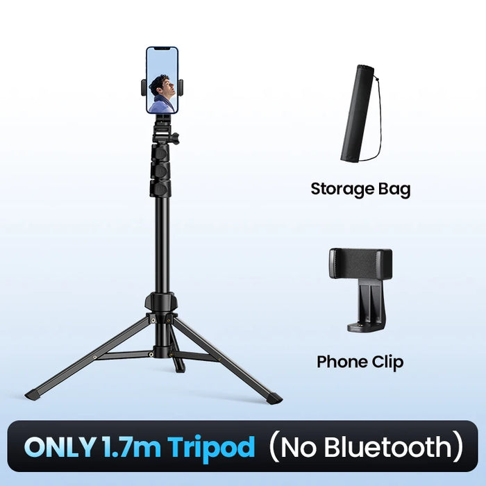 UGREEN 1.7m Phone Tripod Stand For Gopro iPhone Samsung Xiaomi Foldable Aluminum Phone Holder Universal Travel Tripode Holder Tripod-No Bluetooth CHINA