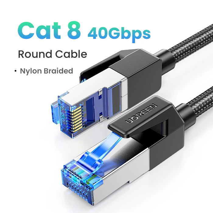 UGREEN Ethernet Cable CAT8 40Gbps Cotton Braided PVC Network Lan Cord for PC Modem Laptop PS 5/4 Router RJ45 Cable Ethernet