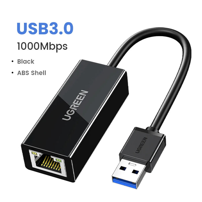 UGREEN USB Ethernet Adapter USB 3.0 Network Card to USB RJ45 Lan សម្រាប់ PC Windows 10 Xiaomi Mi Box 3/S Nintend Switch Ethernet USB