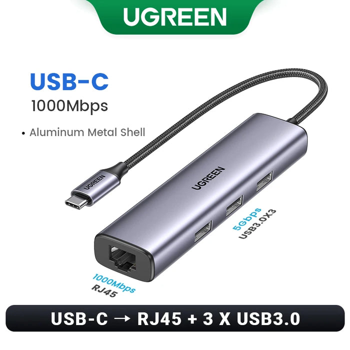 UGREEN USB3.0 Ethernet Adapter 1000Mbps USB RJ45 USB HUB For Laptop Xiaomi Mi Box S/3 Windows Ethernet HUB USB Lan Network Card