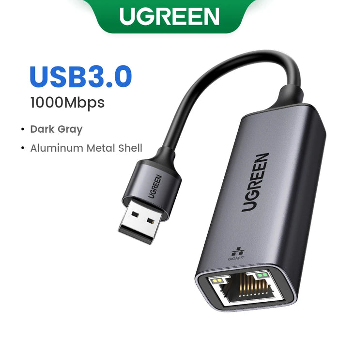 UGREEN USB Ethernet Adapter USB 3.0 Network Card to USB RJ45 Lan សម្រាប់ PC Windows 10 Xiaomi Mi Box 3/S Nintend Switch Ethernet USB