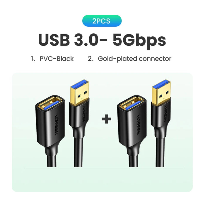 Ugreen USB 3.0 Cable USB Extension Cable Male to Female Data Cable USB3.0 Extender Cord for PC TV USB Extension Cable