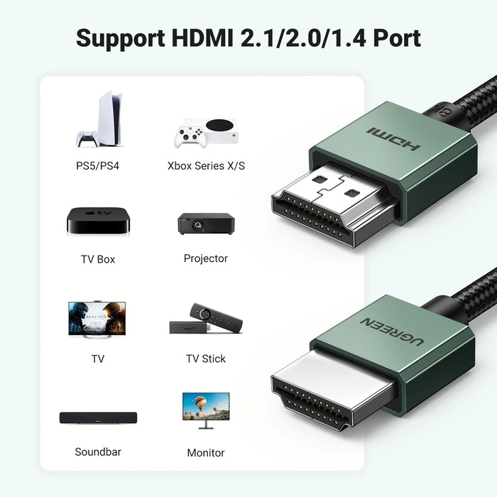 UGREEN HDMI-compatible Cable 8K/60Hz Video Cables for TV Xiaomi Box Splitter Switcher 3D HDCP Computer Laptops Displays Cord