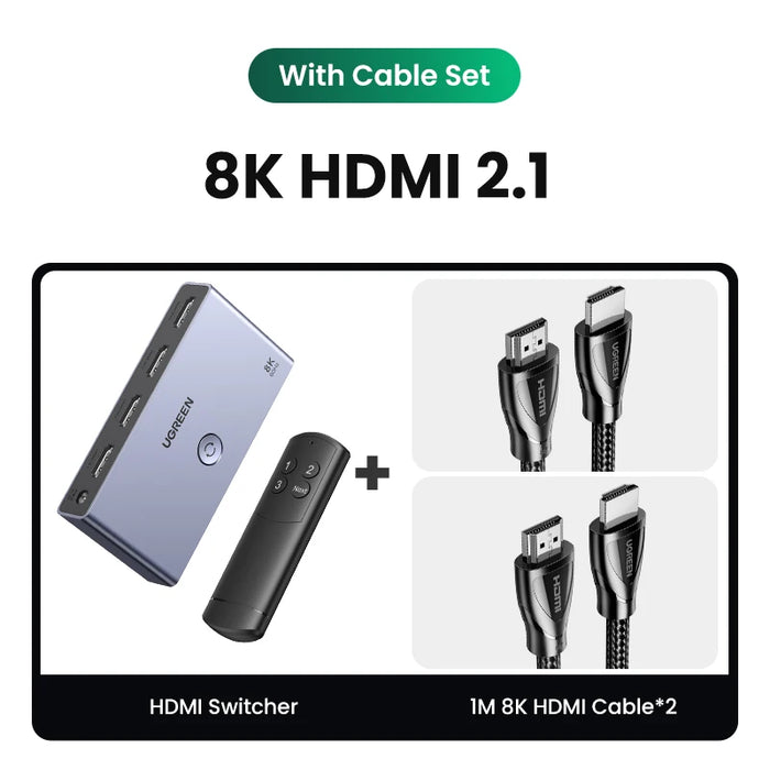 UGREEN HDMI 2.1 Splitter Switch 8K 60Hz 4K120Hz 2 in 1 out សម្រាប់ទូរទស្សន៍ Xiaomi Xbox Series X PS5 HDMI-compatible Monitor HDMI Switcher