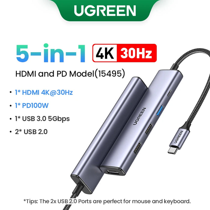 UGREEN USB C HUB Docking Station 13-in-1 4K Triple Display Dual HDMI DP 10Gbps USB3.2 PD 100W SD/TF for MacBook Pro Air Dell XPS