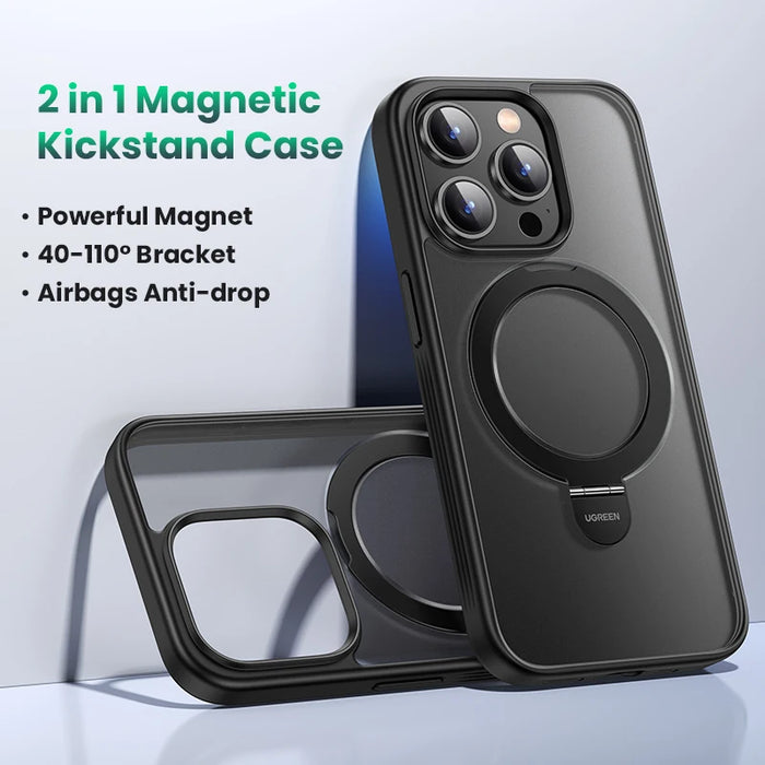 UGREEN Magnetic Ring Stand Case for iPhone 15 Pro Max Cases Shockproof Cover for iPhone 15pro 16 Plus Magnet Kickstand Case