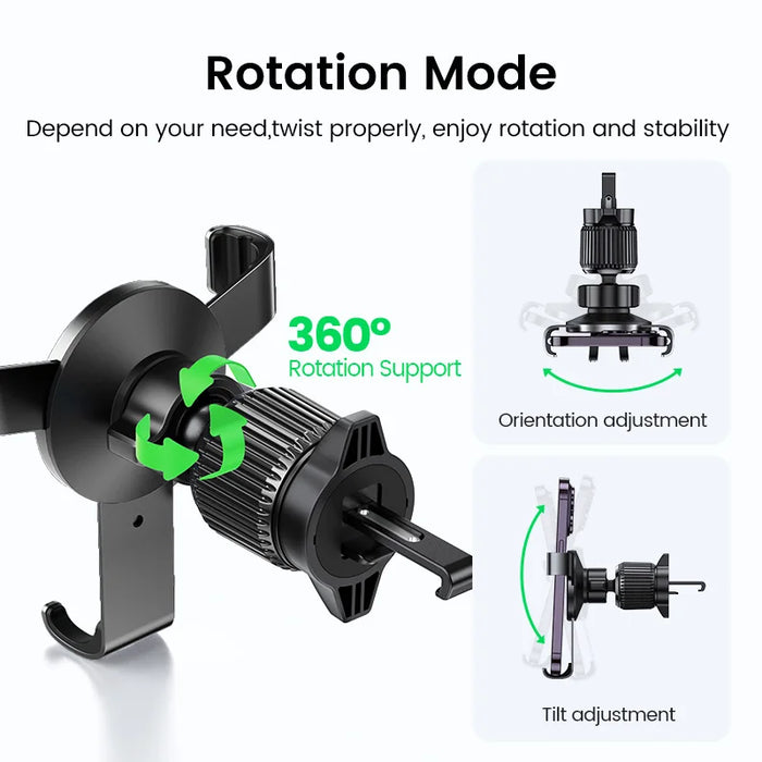 【លក់ថ្មី】 UGREEN Car Phone Holder Gravity Phone Stand for Xiaomi Samsung iPhone 16 15 14 Pro Max Air Vent Car Holder Stand