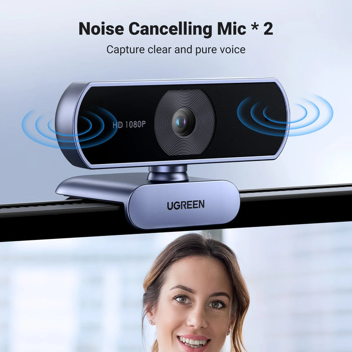 UGREEN USB Webcam 1080P HD Mini Webcam សម្រាប់ Laptop Computer Web Cameras Dual Microphones for Youtube Zoom Video Calling 2K web cam