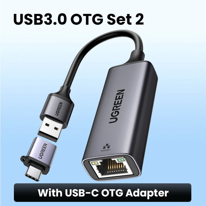 UGREEN USB Ethernet Adapter USB 3.0 Network Card to USB RJ45 Lan សម្រាប់ PC Windows 10 Xiaomi Mi Box 3/S Nintend Switch Ethernet USB