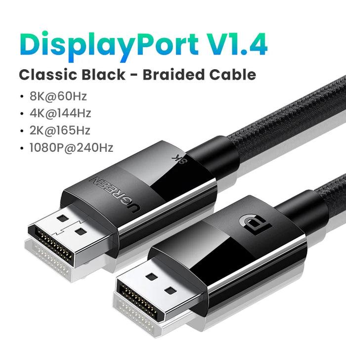 UGREEN DisplayPort Cable 8K DP 1.4 Adapter for TV Xiaomi 2K165Hz 32.4Gbps for PUBG Gaming Play for PC Computer Monitor Projector