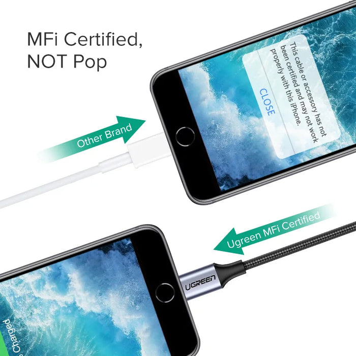 អាដាប់ទ័រ UGREEN សម្រាប់ iPhones MFi DAC Lightning ទៅ 3.5mm អាដាប់ទ័រកាសសម្រាប់ iPhone 12 11 Pro max xr Aux ខ្សែទូរស័ព្ទ គ្រឿងបន្លាស់