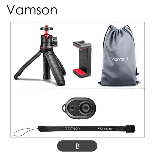 Vamson Bluetooth Wireless Selfie Stick Mini Tripod Monopod with Fill Light Remote Shutter for iPhone Samsung Android Live Vlog B