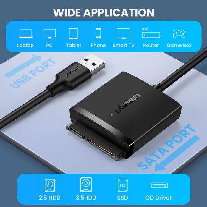 UGREEN SATA to USB Adapter USB 3.0 2.0 to Sata 3 Cable Converter Cabo For 2.5 3.5 HDD SSD Hard Disk Drive Sata to USB Adapter