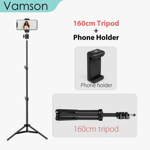 Vamson Tripod For Phone Tripod For Camera For Phone Cellphone Mobile Smartphone Canon Projector Mount Stand Monopod VLS02C VLS02C-160cm set