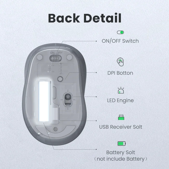 UGREEN Mouse Wireless Ergonomic Shape Silent Click 2400 DPI For MacBook Tablet Computer Laptop PC Mice Quiet 2.4G Wireless Mouse