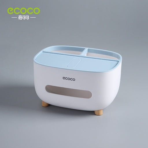 ECOCO Napkin Holder Household Living Room Dining Room Creative Lovely Simple Multi function Remote Control Storage Tissue Box Blue