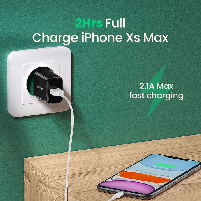 Ugreen 5V 2.1A USB Charger for iPhone 16 15 14 iPad Fast Wall Charger EU Adapter for Samsung S9 Xiaomi Mi 8 Mobile Phone Charger