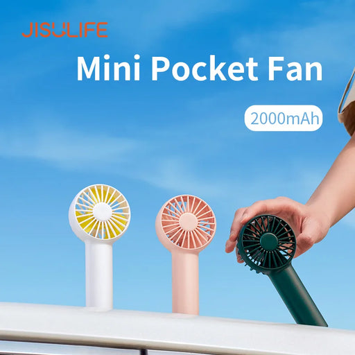 JISULIFE Mini Fan USB Silence Portable Rechargeable Handheld Fans Vertical Air Cooler 2000 mAH