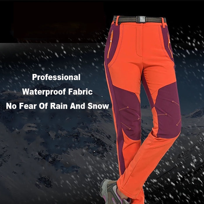 LNGXO Thick Warm Fleece Winter Pants Women Waterproof Hiking Trekking Camping Skiing Soft Shell Pants Outdoor Windproof Trousers