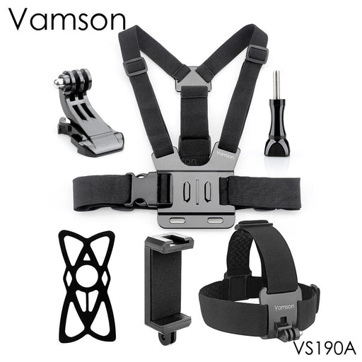 Vamson Chest Strap Head Belt Strap for iPhone Xiaomi Samsung Huawei Selfie Stick Phone Clip Mount for Gopro 11 10 9 for Insta360 VS190A