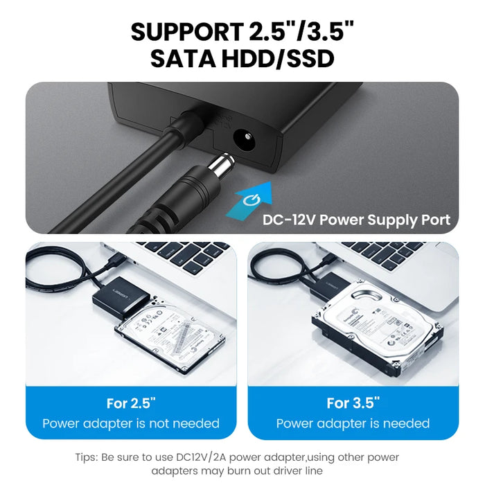 UGREEN SATA to USB Adapter USB 3.0 2.0 to Sata 3 Cable Converter Cabo For 2.5 3.5 HDD SSD Hard Disk Drive Sata to USB Adapter