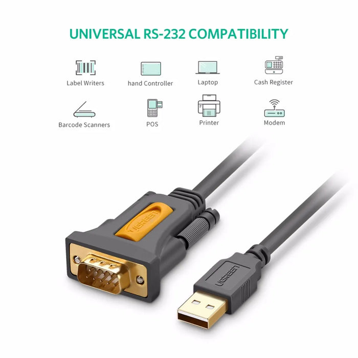 Ugreen USB to RS232 COM Port Serial PDA 9 DB9 Pin Cable Adapter Prolific pl2303 for Windows 7 8.1 XP Vista Mac OS USB RS232 COM