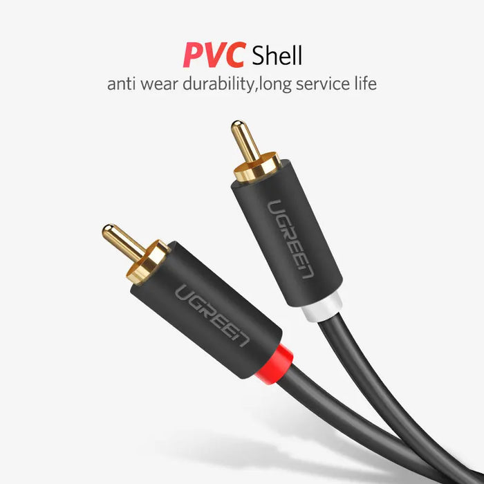 UGREEN 2RCA to 2 RCA Male to Male Audio Cable Gold-Plated RCA Audio Cable 2m 3m 5m for Home Theater DVD TV Amplifier CD Soundbox