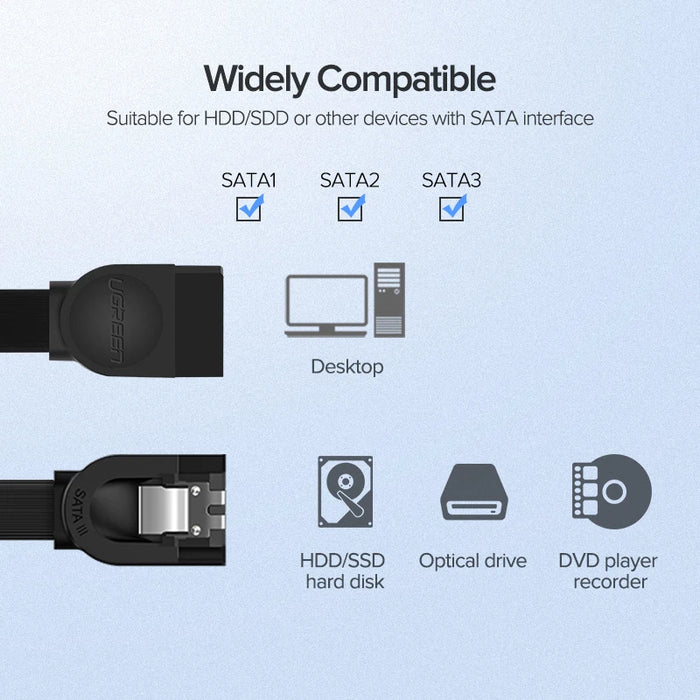 Ugreen SATA Cable 3.0 to Hard Disk Drive SSD HDD Sata 3 Straight Right-angle Cable for Asus MSI Gigabyte Motherboard Cable Sata