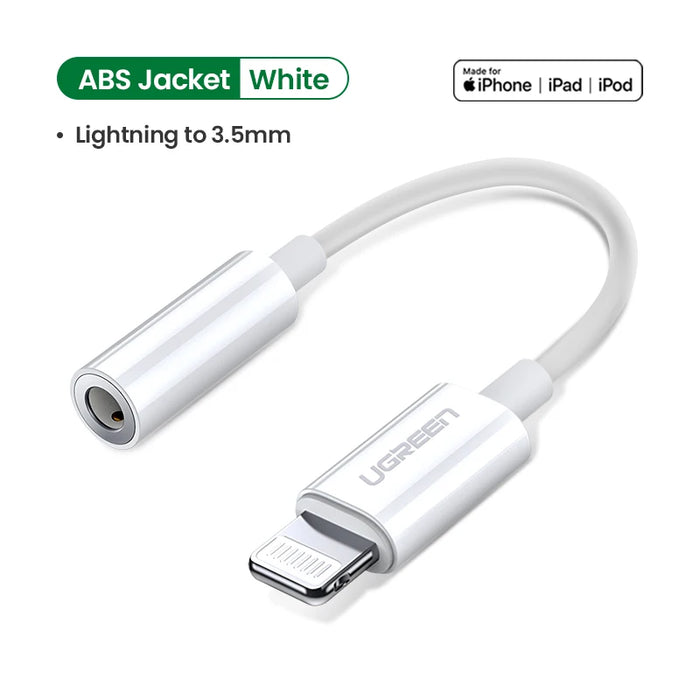 អាដាប់ទ័រ UGREEN សម្រាប់ iPhones MFi DAC Lightning ទៅ 3.5mm អាដាប់ទ័រកាសសម្រាប់ iPhone 12 11 Pro max xr Aux ខ្សែទូរស័ព្ទ គ្រឿងបន្លាស់