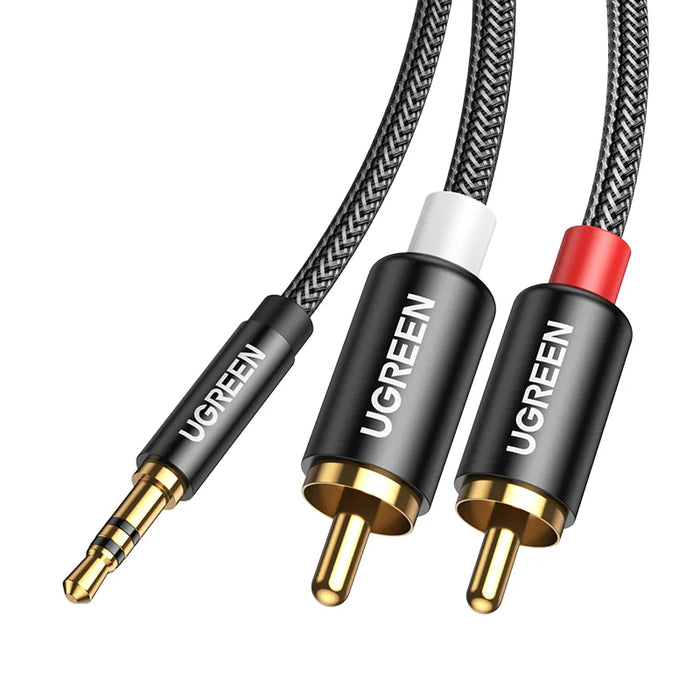 Ugreen RCA Cable HiFi Stereo 2RCA ដល់ 3.5mm Audio Cable AUX RCA Jack 3.5 Y Splitter for Amplifiers Audio Home Theater Cable RCA