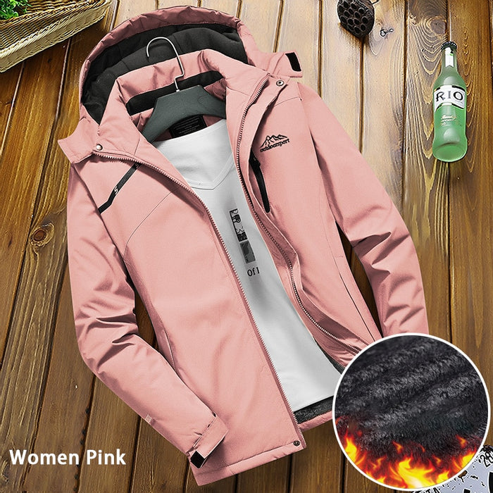 LNGXO Winter Inner Fleece Waterproof Jacket Men Women Outdoor Windbreaker Hiking Camping Skiing Rain Jacket Thick Thermal Coat Women Pink China