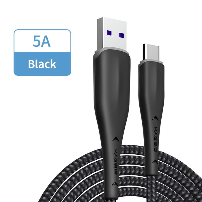 Hagibis USB Type C Cable for Samsung S10 S9 5A 40W Fast Charge USB-C Charging Wire USB C Cable for Xiaomi mi9 Redmi note7 Huawei black