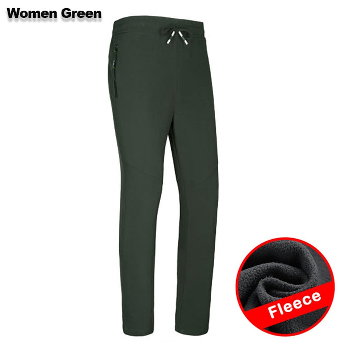 LNGXO Fleece Hiking Pants Women Softshell Trekking Climbing Camping Ski Pants Outdoor Waterproof Winter Warm Trousers Plus Size Women Green China