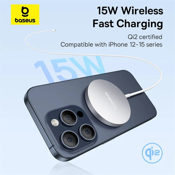 Baseus Qi2 15W Magnetic Wireless Charger Mini Fast Charging Phone Charger For iPhone 16 15 14 13 Pro Max