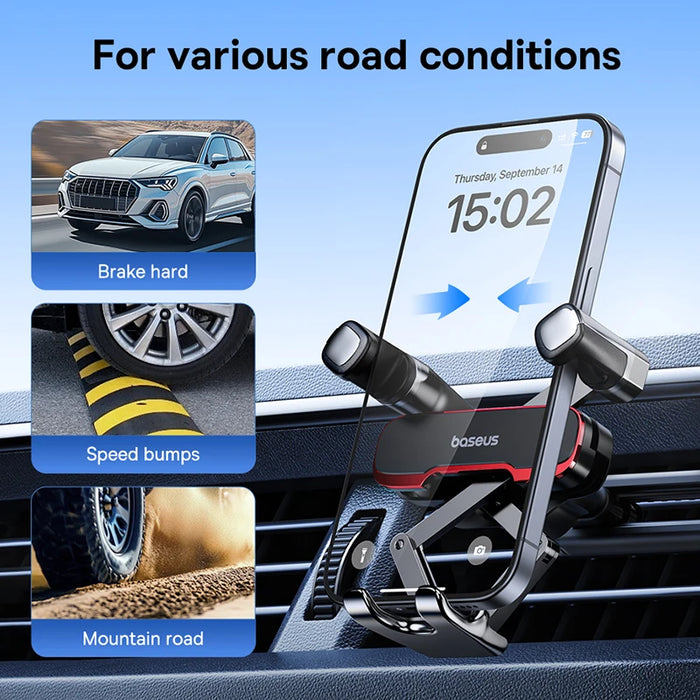 Baseus Car Phone Holder Auto Clamping Gravity Metal Air Vent Phone Mount Never Blocking Air Vent Clip Cell Phone Holder Car