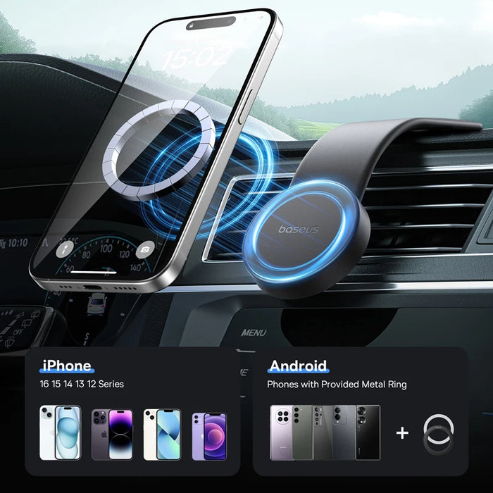 Baseus Magnetic Car Phone Holder Car Mount Center Dashboard Sticker Bracket For iPhone 16 15 14 13 12 Pro Max For Xiaomi Samsung