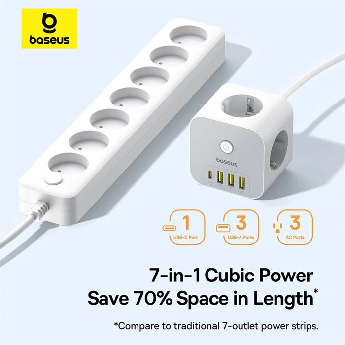 Baseus 20W Fast Charger Power Strip 3AC Outlet Desktop Charging Station PD 20W USB-C Fast Charging For iPhone Tablets Samsung