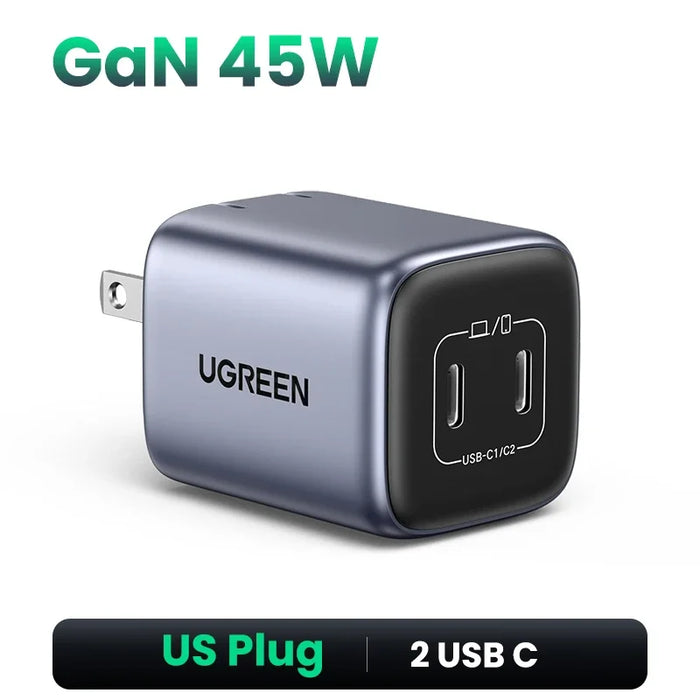 【US Plug】UGREEN GaN 45W USB Charger PD QC 3.0 Fast Charger Quick Charger For iPhone 15 14 Pro Phone Charger for Samsung S24 S23