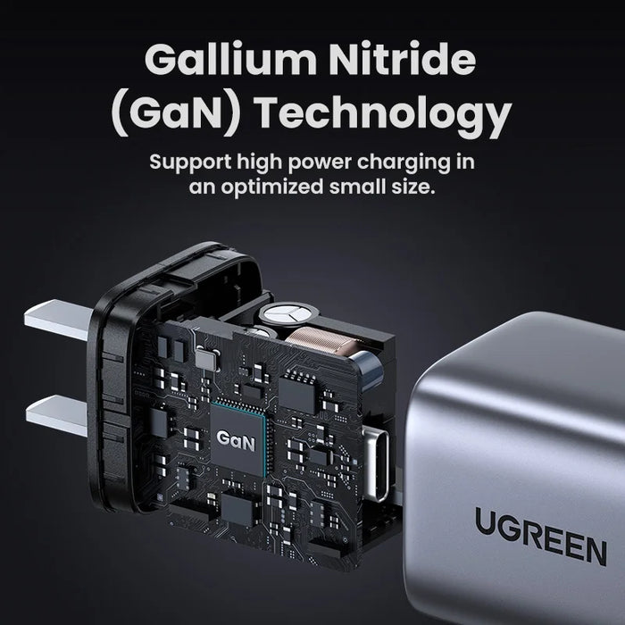 UGREEN GaN 30W Fast Charger ជាមួយនឹងខ្សែ 1m 100W សម្រាប់ iPhone 15 14 13 PD3.0 ឆ្នាំងសាកសម្រាប់ iPad Pro Samsung Xiaomi USB C Phone Charger