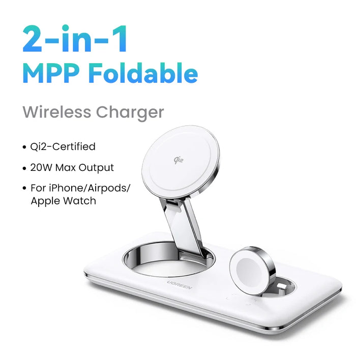 UGREEN MFi for Magsafe 20W Wireless Charger Stand Qi2 15W Magnetic Charging Station For iPhone 16 Pro Max សម្រាប់ Apple Watch AirPod