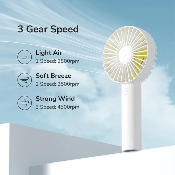 JISULIFE USB Mini Strong Wind Handheld Fan Portable and Quiet Rechargeable Hand Fan for Student Office Small Pocket Cooling Fans