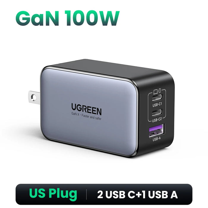 UGREEN 100W GaN Charger USB C Charger QC4.0 3.0 Quick Charge For Macbook Air Laptop Tablet PDFast Charger For iPhone 16 15 14Pro