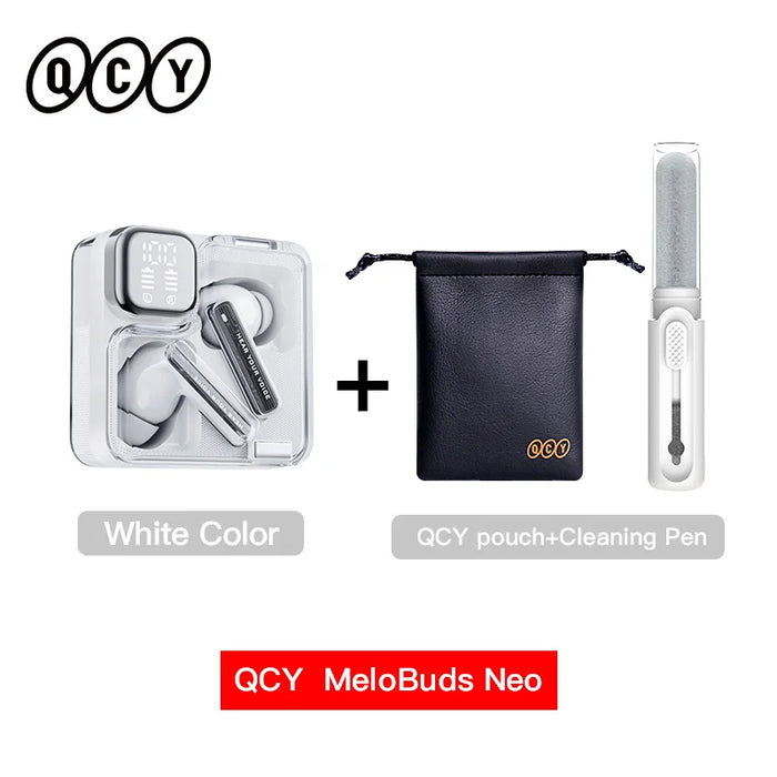 QCY MeloBuds Neo Wireless Earphones Bluetooth 5.3 LED Power Digital Display Transparent TWS Earbuds Dual-Connection Headphone