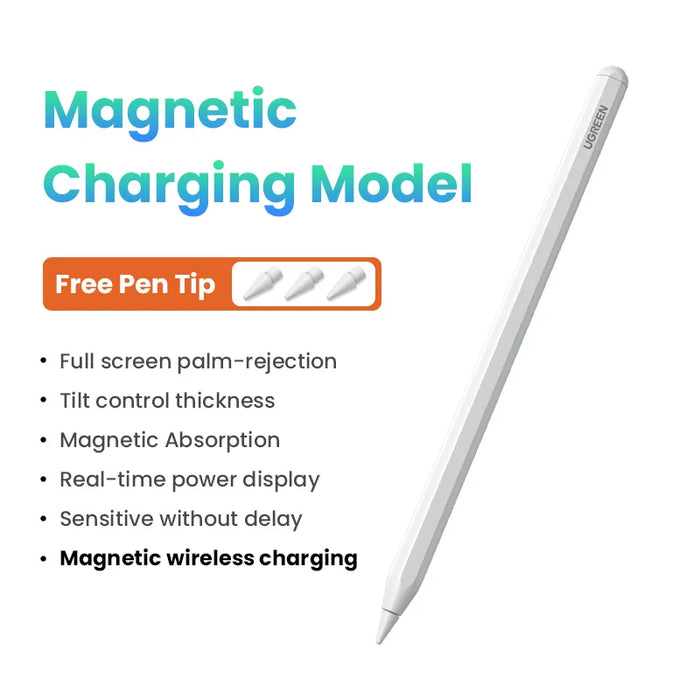 UGREEN Stylus Pen សម្រាប់ Apple Pencil Magnetic Wireless Charging Bluetooth Palm Rejection Tilt Pens អាយុកាលថ្មយូរសម្រាប់ iPad Pro