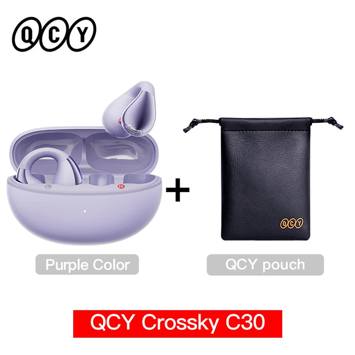 QCY Crossky C30 Ear Clip Earphones Bluetooth 5.4 Wireless Open Ear Sports TWS Earbuds Dual-Connection Headphones