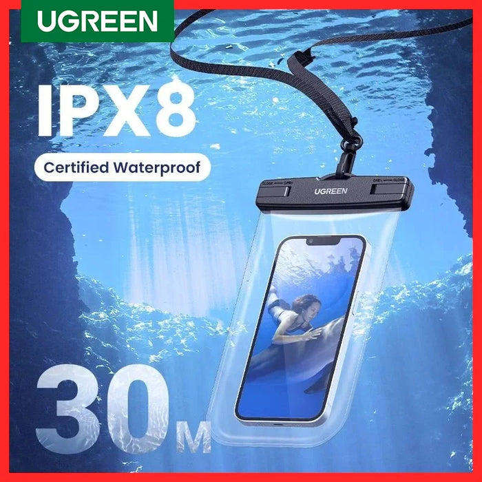 UGREEN 7.2 inch IPX8 Waterproof Case Bag For iPhone 14 13 12 Pro Max Protective Case Universal Swimming Pouch Bag