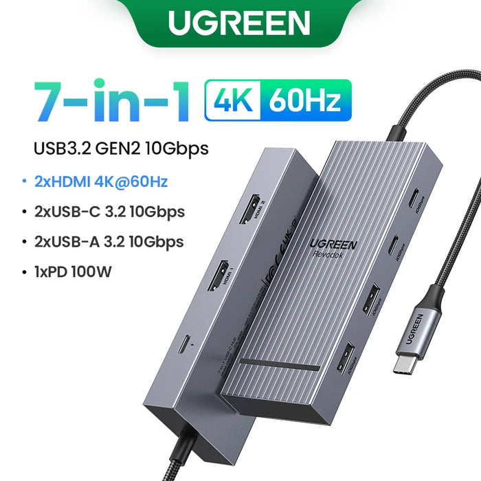 UGREEN USB C HUB 10Gbps 4K60Hz HDMI USB3.2 PD100W USB Splitter for Laptop Macbook Pro Air iPad Phone Android Docking Station