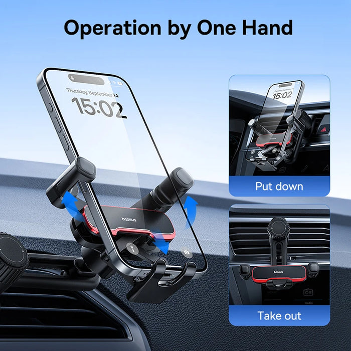 Baseus Car Phone Holder Auto Clamping Gravity Metal Air Vent Phone Mount Never Blocking Air Vent Clip Cell Phone Holder Car